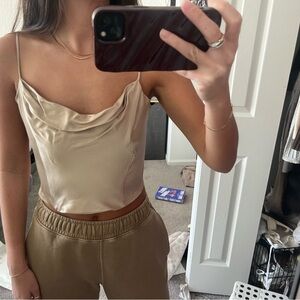 Zara Satin Cowl Neck Top